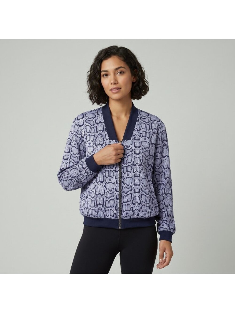 Stella & Dot Women's Navy Blue & Python Reversible Bomber Jacket in size Large